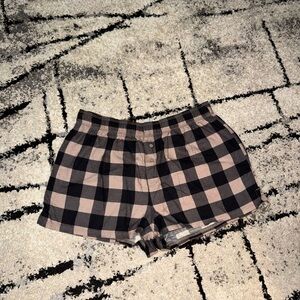 PINK Victoria's Secret Black and Beige Plaid Lounge Shorts